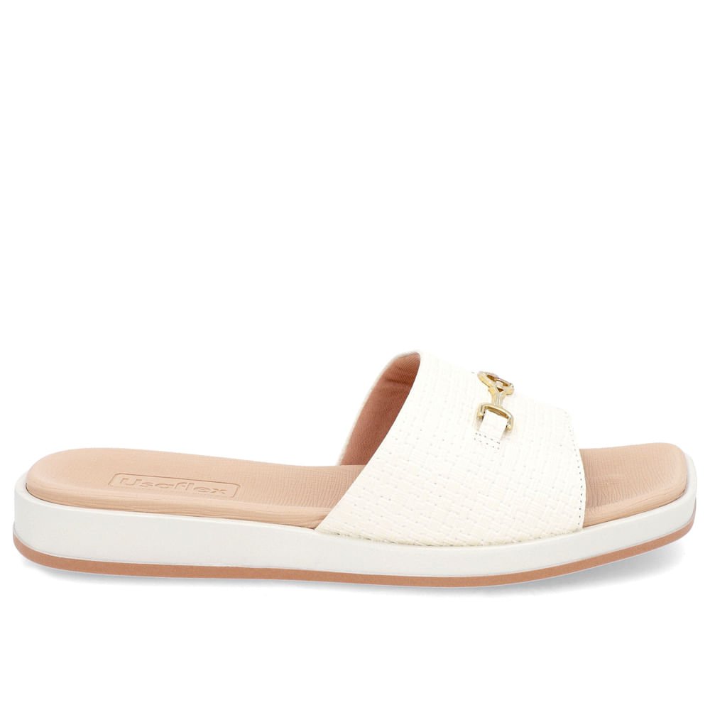 Slide Branco Baixo Couro Trama Branco 1