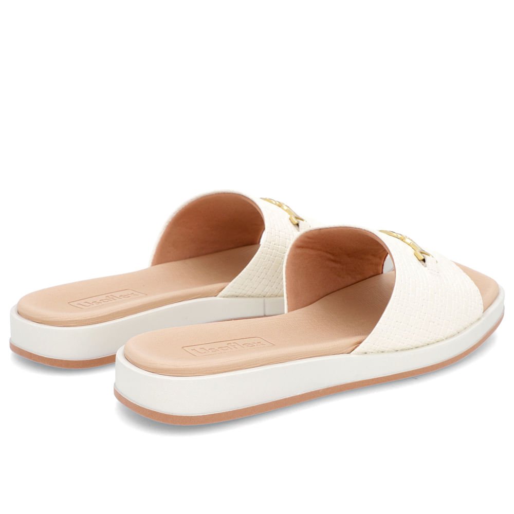 Slide Branco Baixo Couro Trama Branco 3