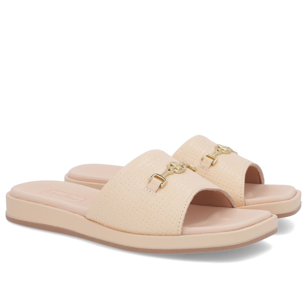 Slide Laranja Claro Baixo Couro Trama Laranja 2