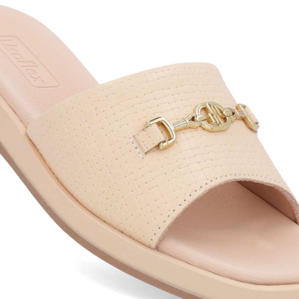 Slide Laranja Claro Baixo Couro Trama Laranja 4