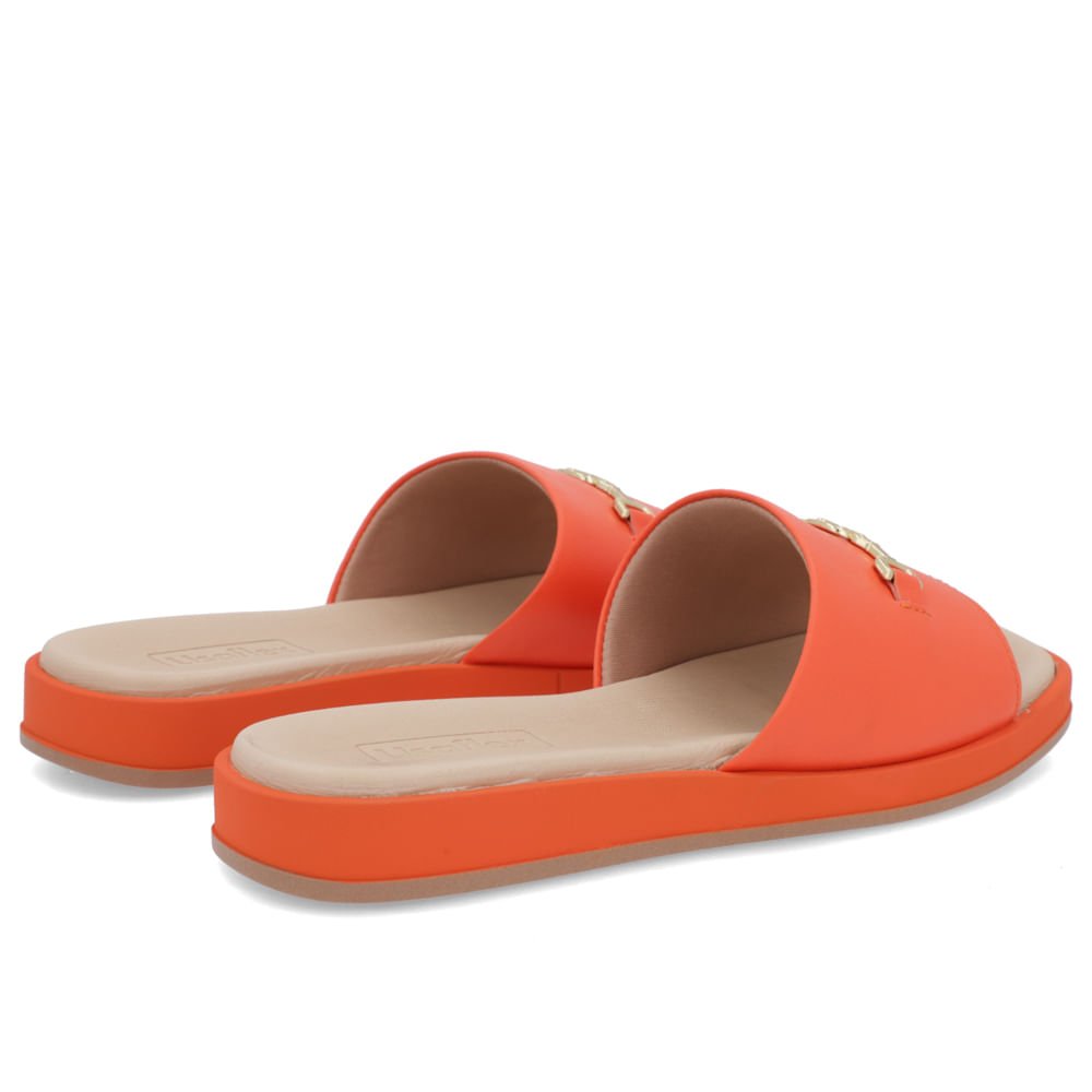 Slide Laranja Baixo Couro Liso Laranja 3