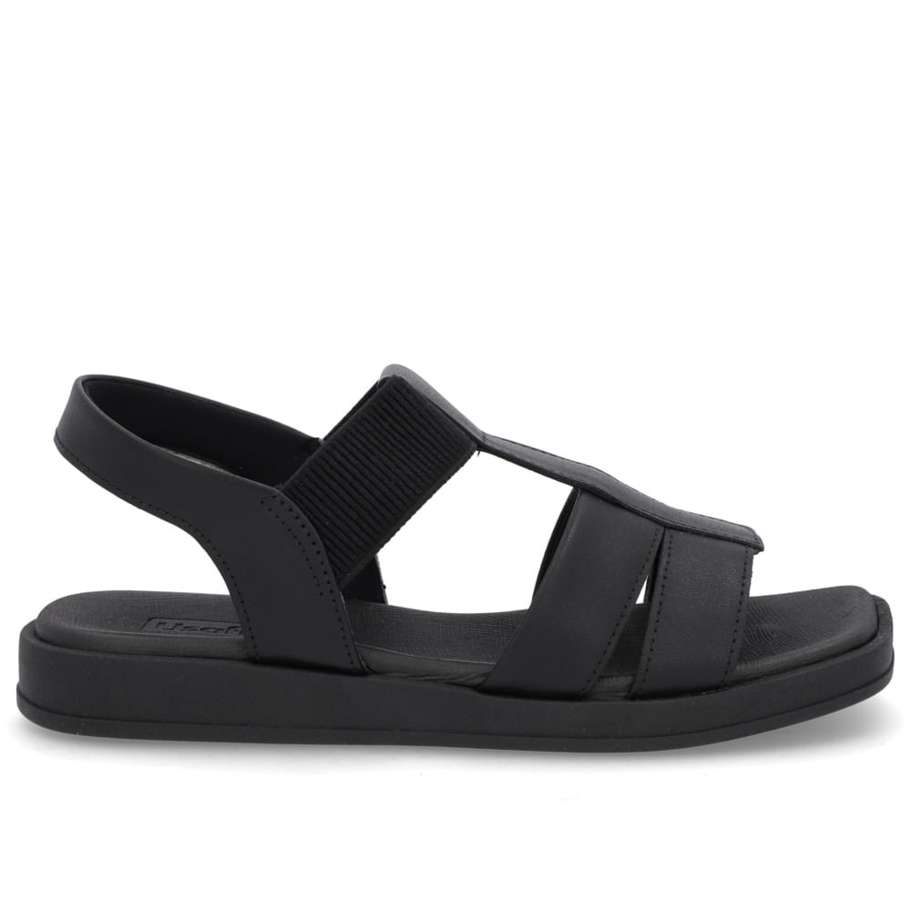 Sandália Salto Baixo Couro Preta Preto 1