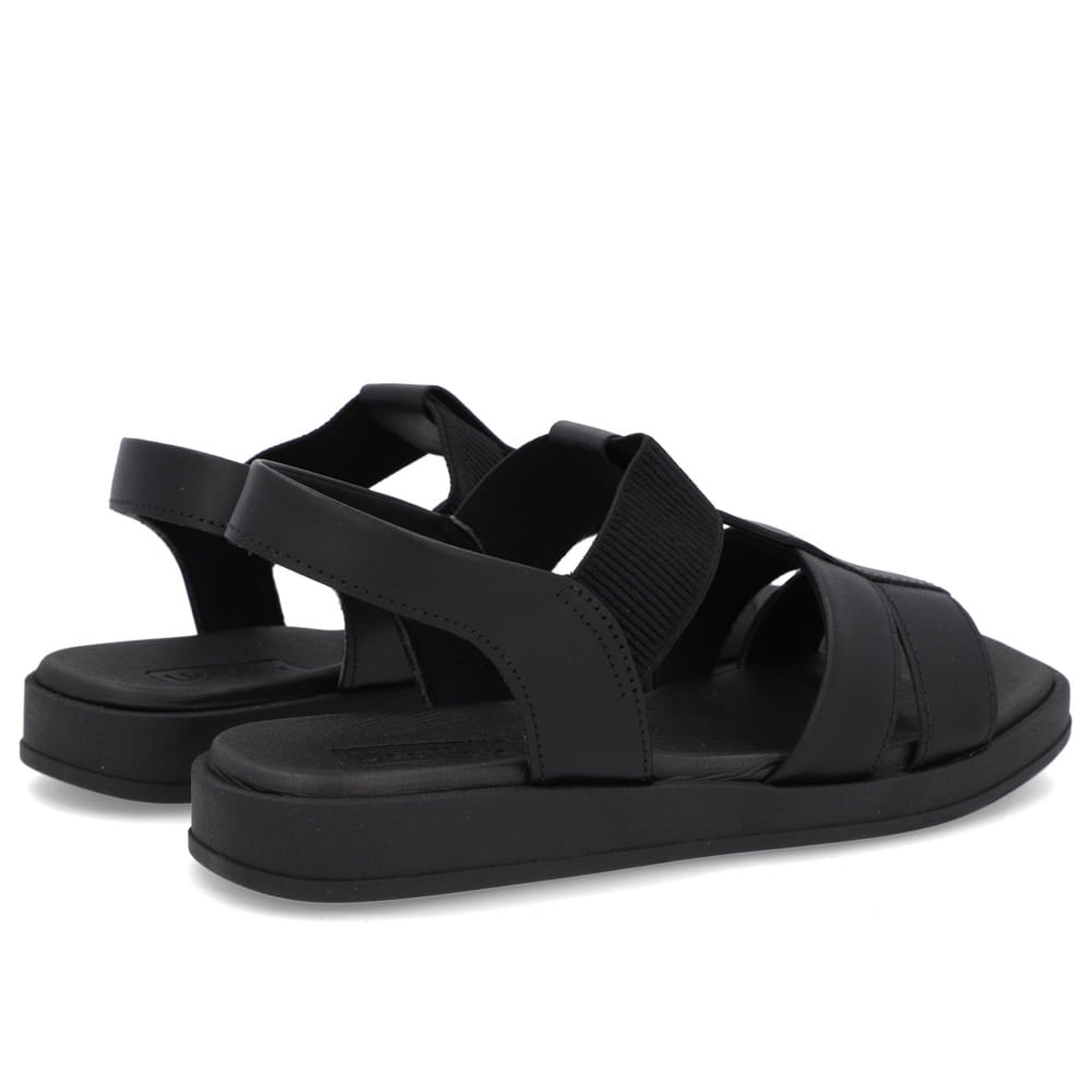 Sandália Salto Baixo Couro Preta Preto 3