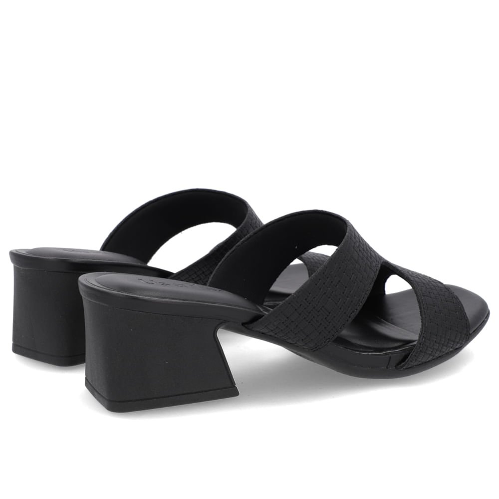 Tamanco Salto Geométrico Couro Preto Trama Preto 3