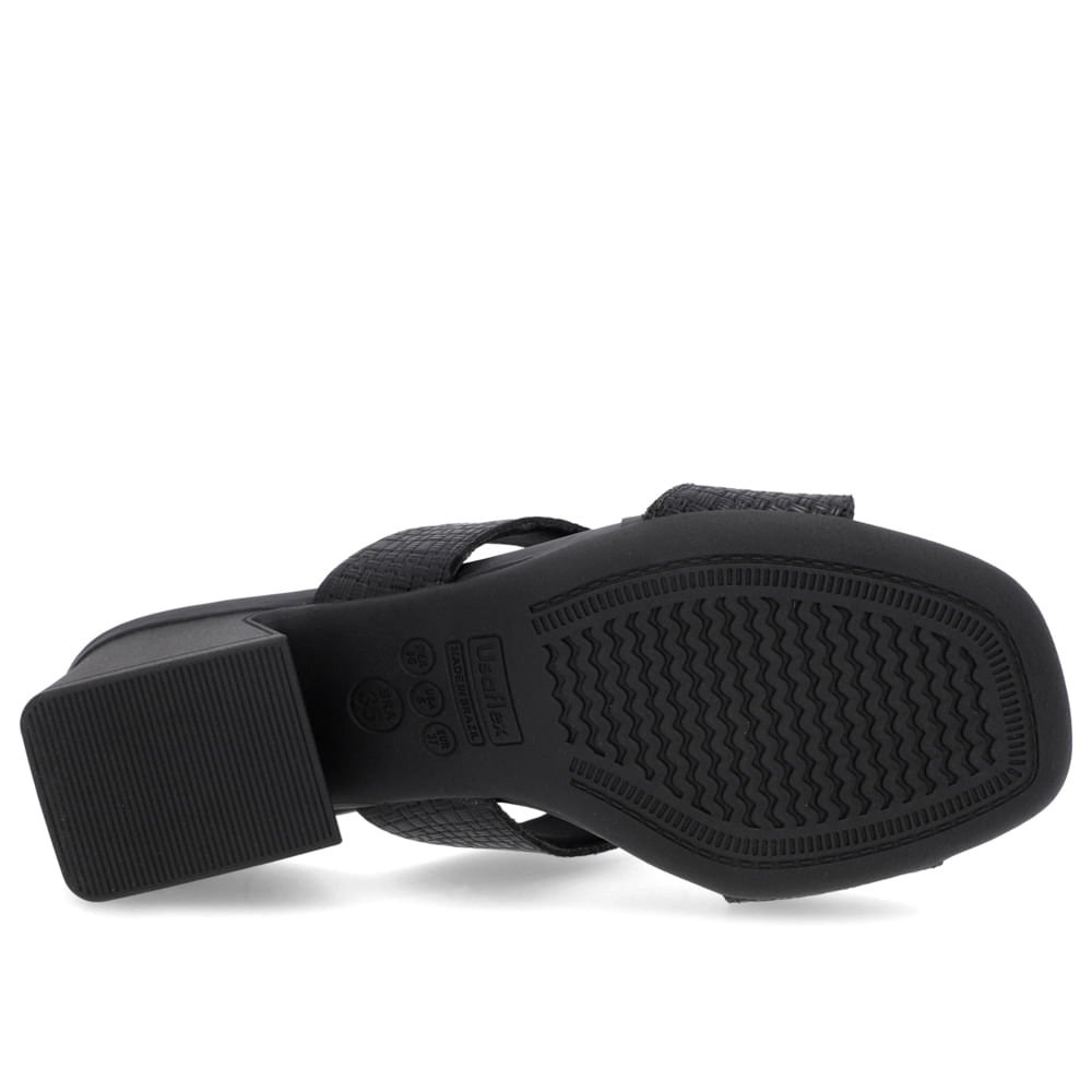 Tamanco Salto Geométrico Couro Preto Trama Preto 5