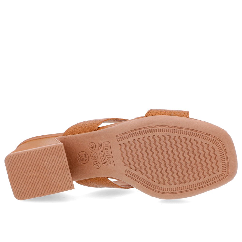 Tamanco Salto Geométrico Couro Marrom Trama Marrom 5