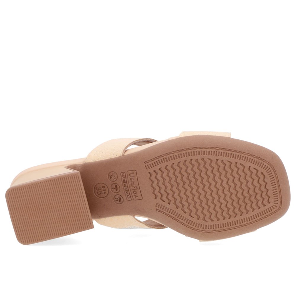 Tamanco Salto Geométrico Couro Laranja Claro Trama Laranja 5