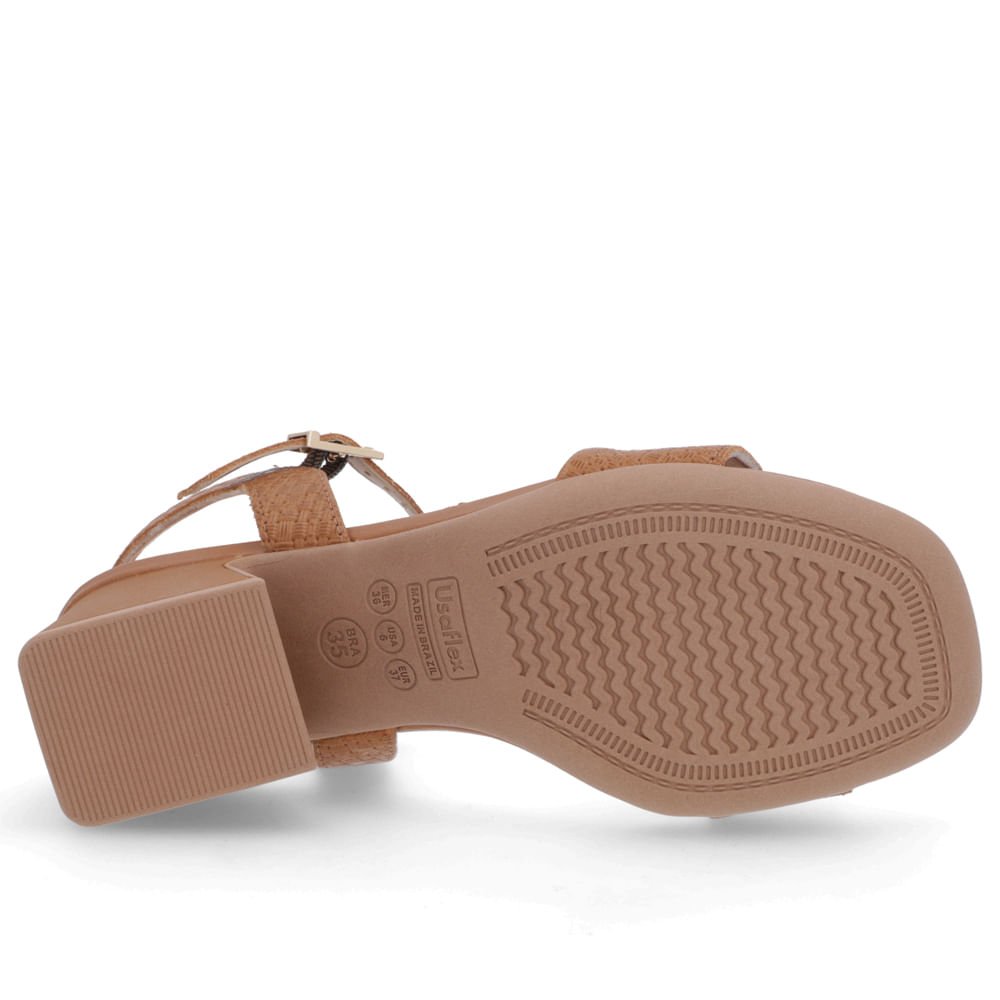 Sandália Salto Geométrico Couro Marrom Bridão Marrom 5