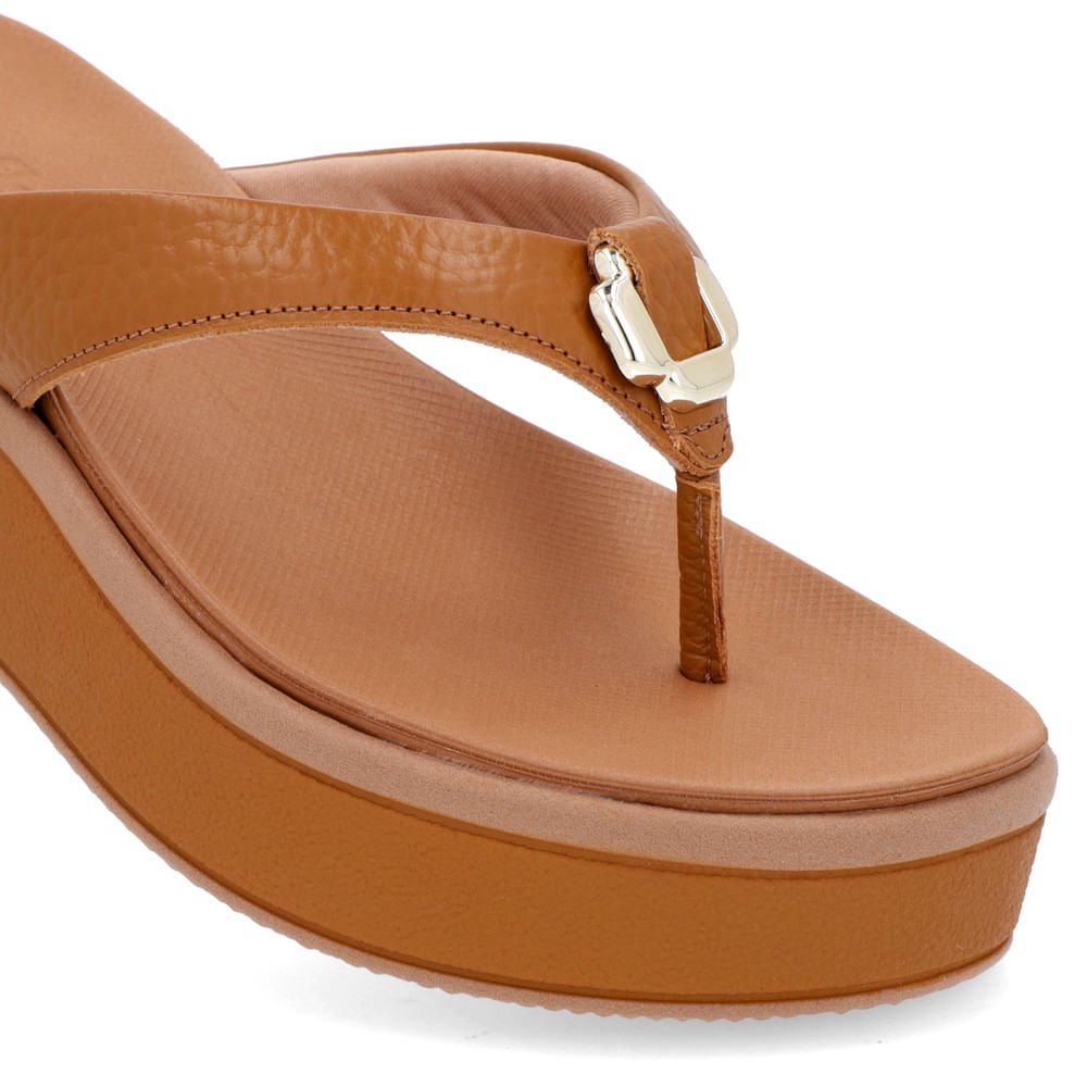 Chinelo Plataforma Couro Marrom Enfeite Marrom 4