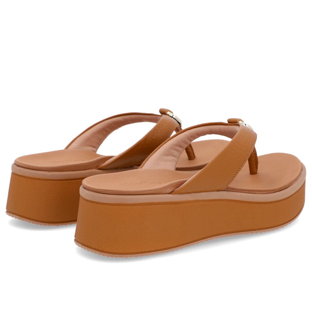 Chinelo Plataforma Couro Marrom Enfeite Marrom 3