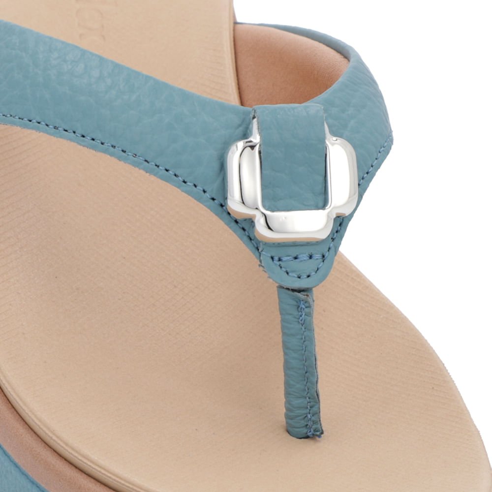 Chinelo Plataforma Couro Azul Enfeite Azul 4