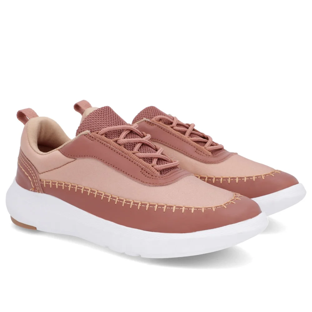 Tênis Rosa Elastano Detalhe Costura Rosa 2