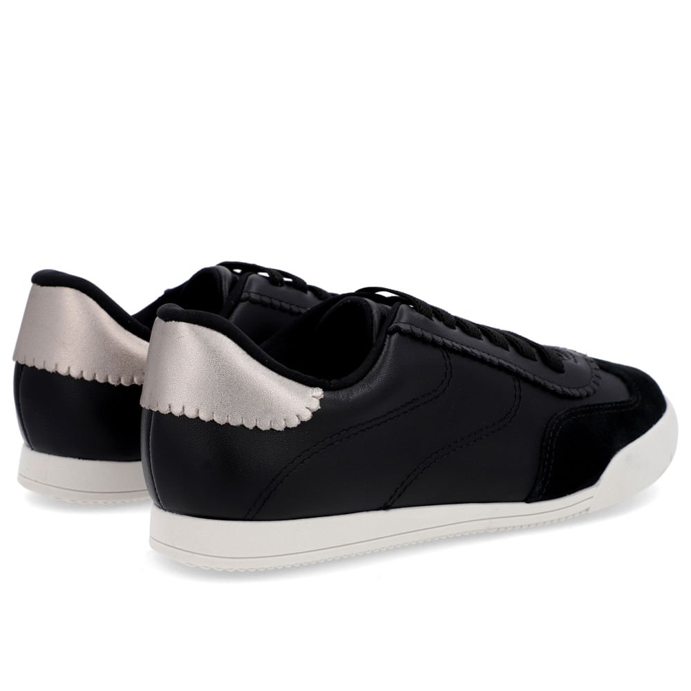 Tênis Preto Couro Detalhe Camurça Preto 3