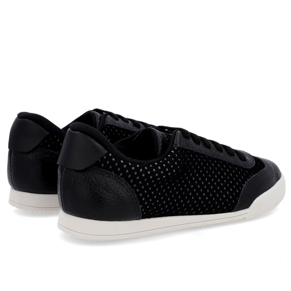 Tênis Básico Preto Tecido Detalhe Couro Preto 3
