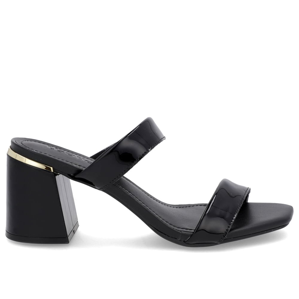 Tamanco Detalhe Salto Bloco Verniz Preto