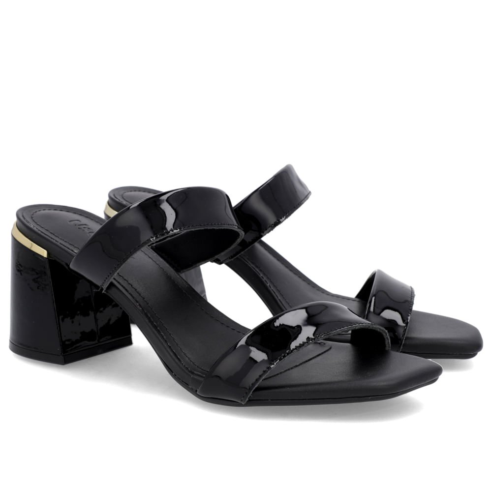 Tamanco Detalhe Salto Bloco Verniz Preto Preto 2