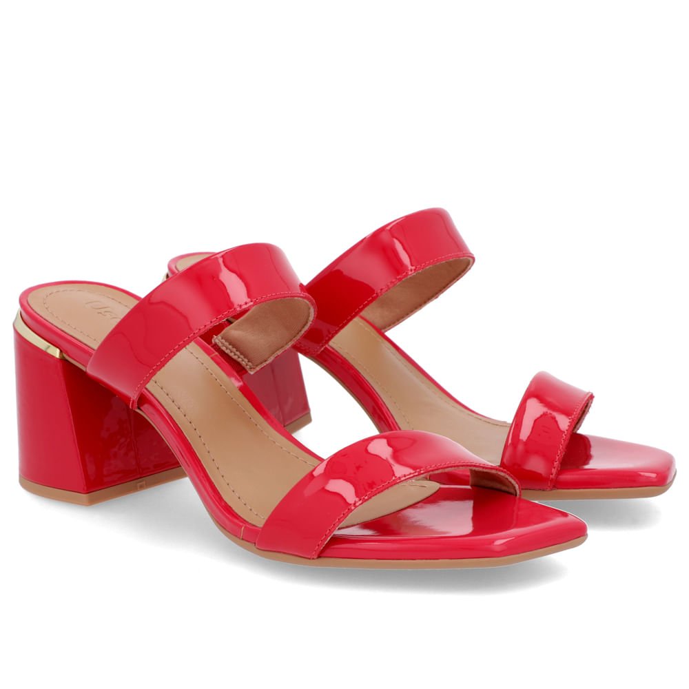 Tamanco Detalhe Salto Bloco Verniz Vermelho Vermelho 2