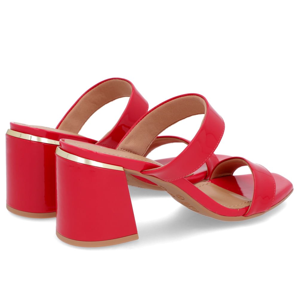 Tamanco Detalhe Salto Bloco Verniz Vermelho Vermelho 3