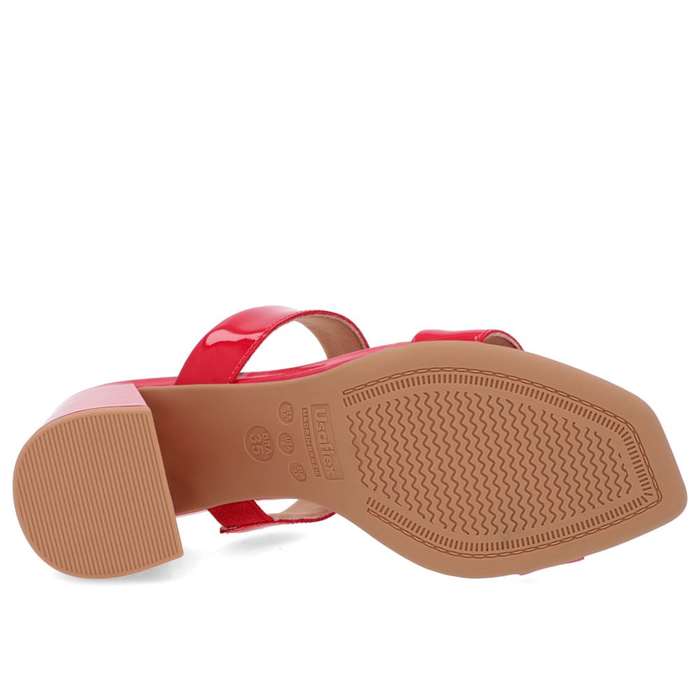 Tamanco Detalhe Salto Bloco Verniz Vermelho Vermelho 5