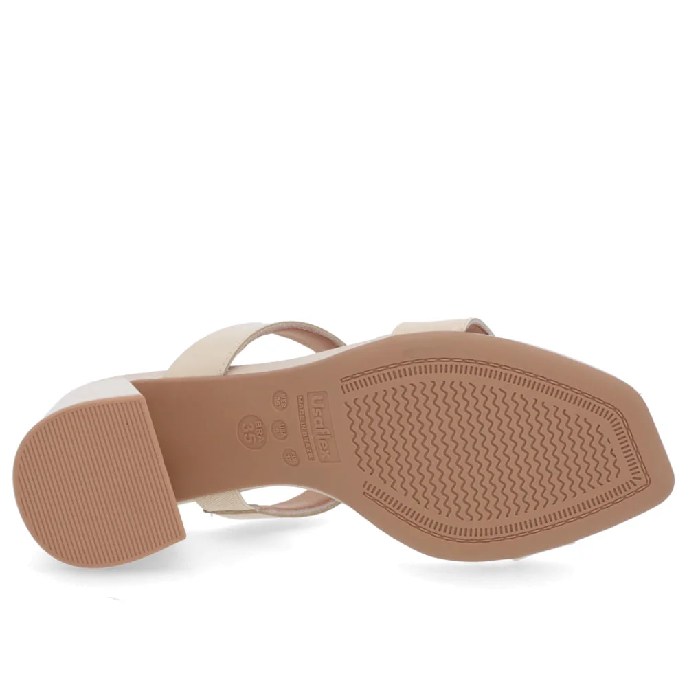 Tamanco Detalhe Salto Bloco Verniz Bege Bege 5