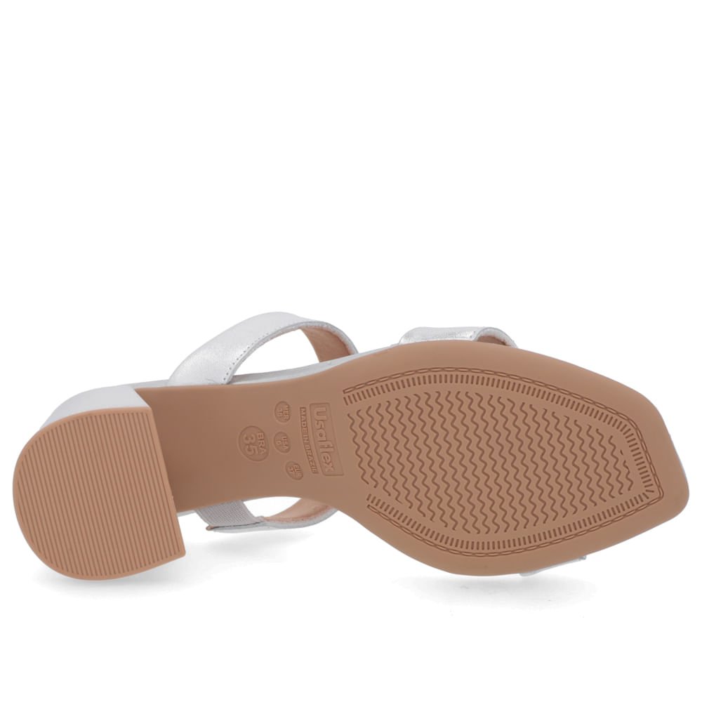 Tamanco Detalhe Salto Bloco Couro Prata Prata 5