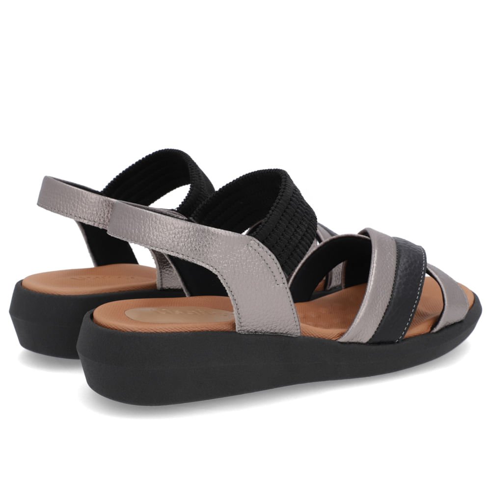 Sandália Salto Baixo Couro Preta Preto 3