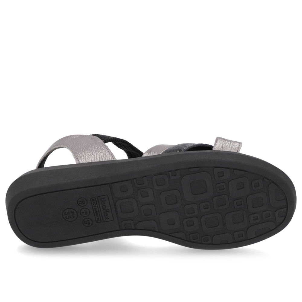 Sandália Salto Baixo Couro Preta Preto 5