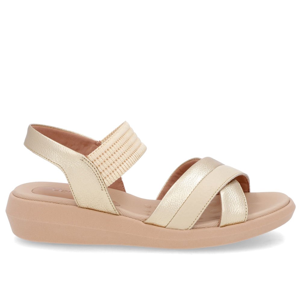 Sandália Salto Baixo Couro Bege