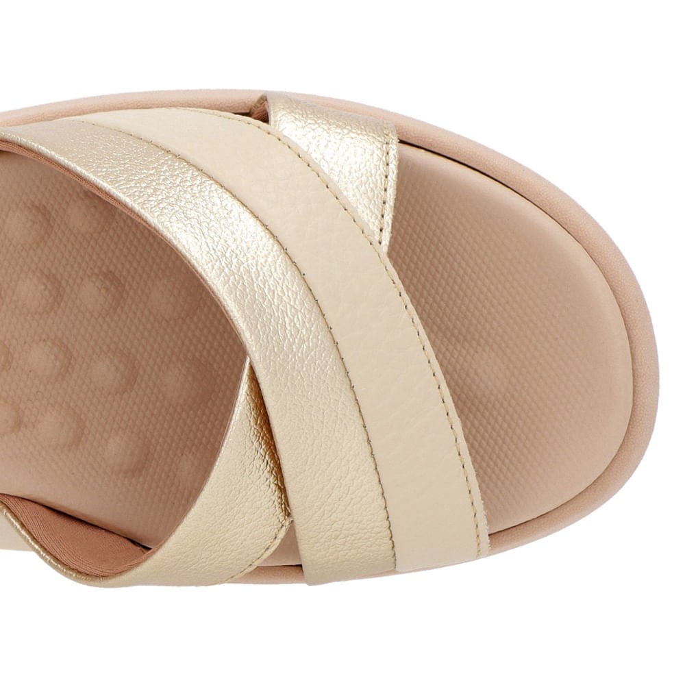 Sandália Salto Baixo Couro Bege Bege 4
