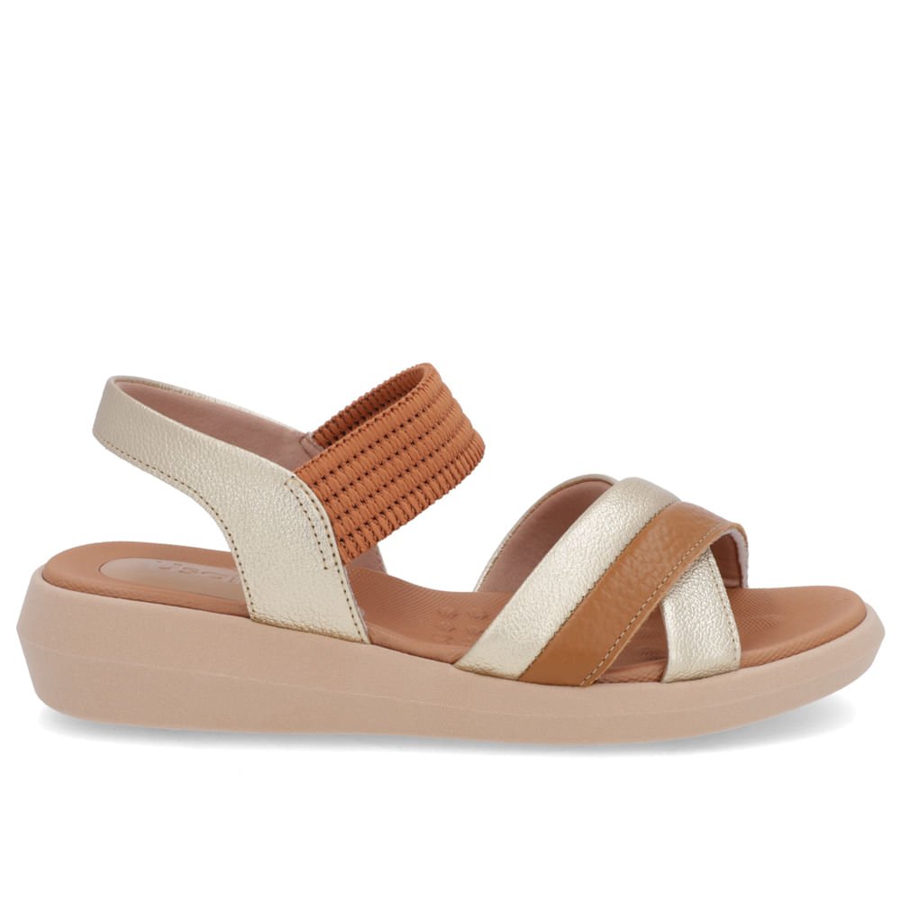 Sandália Salto Baixo Couro Marrom