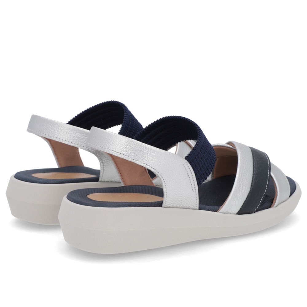 Sandália Salto Baixo Couro Azul Azul 3