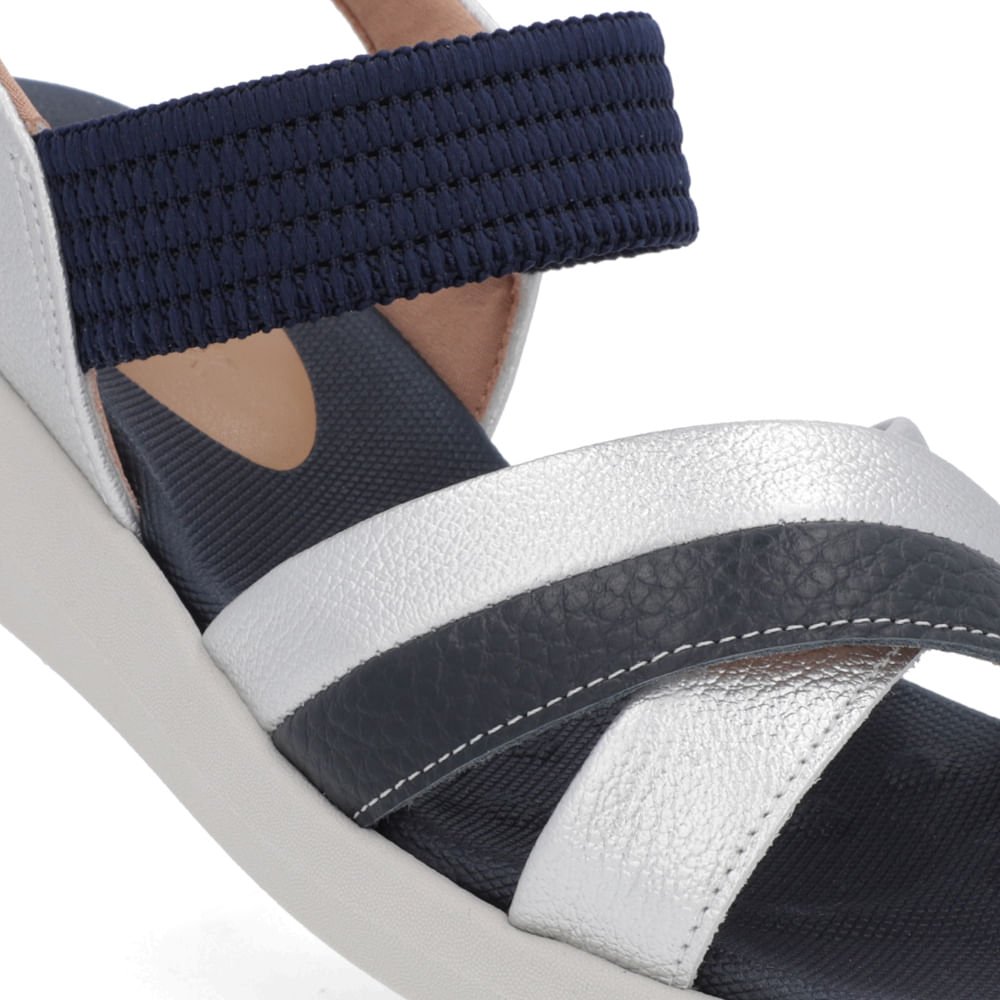 Sandália Salto Baixo Couro Azul Azul 4