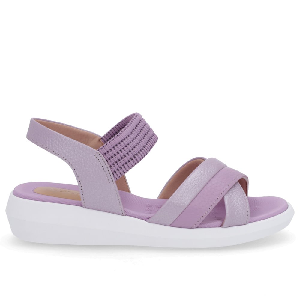 Sandália Salto Baixo Couro Roxa Roxo 1