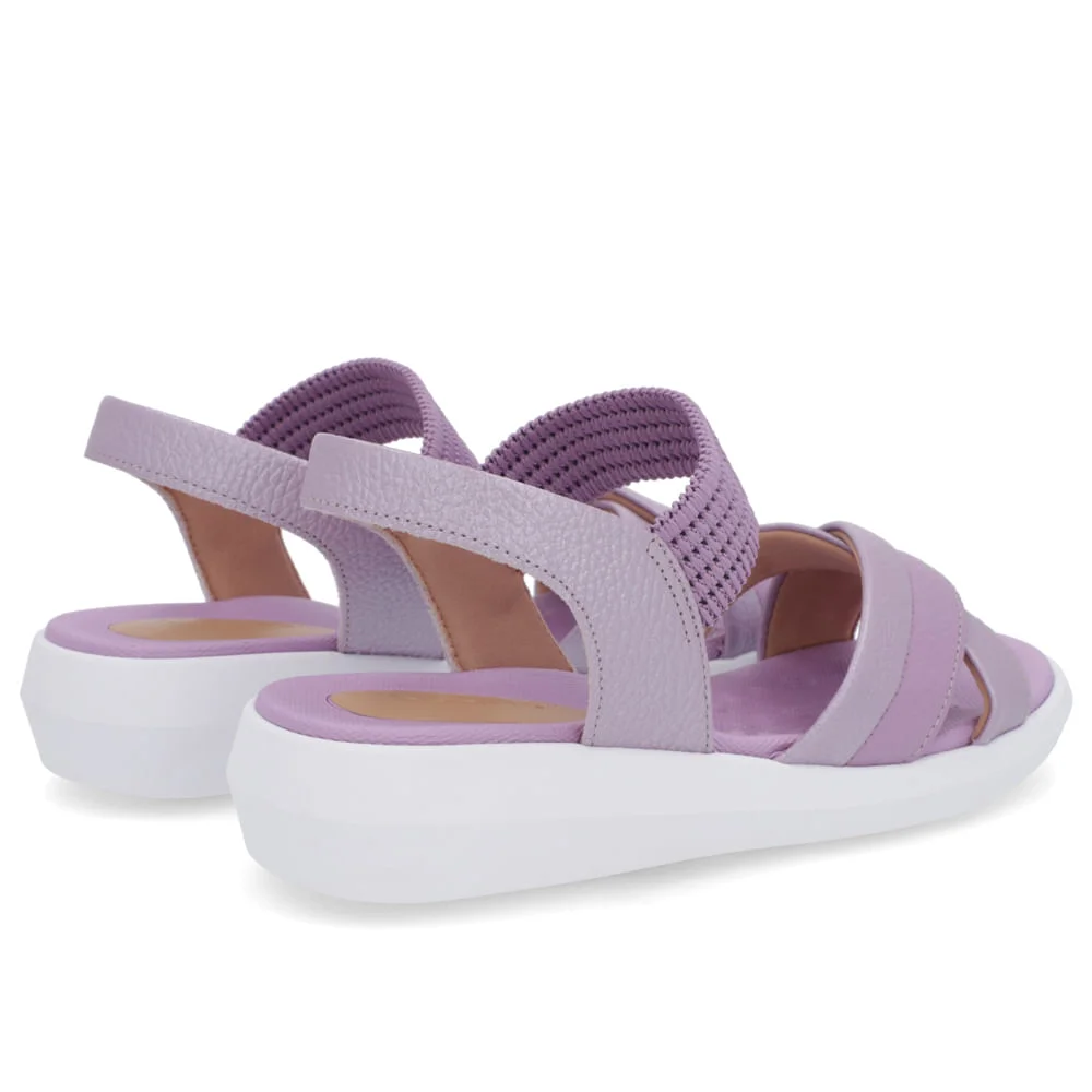 Sandália Salto Baixo Couro Roxa Roxo 3