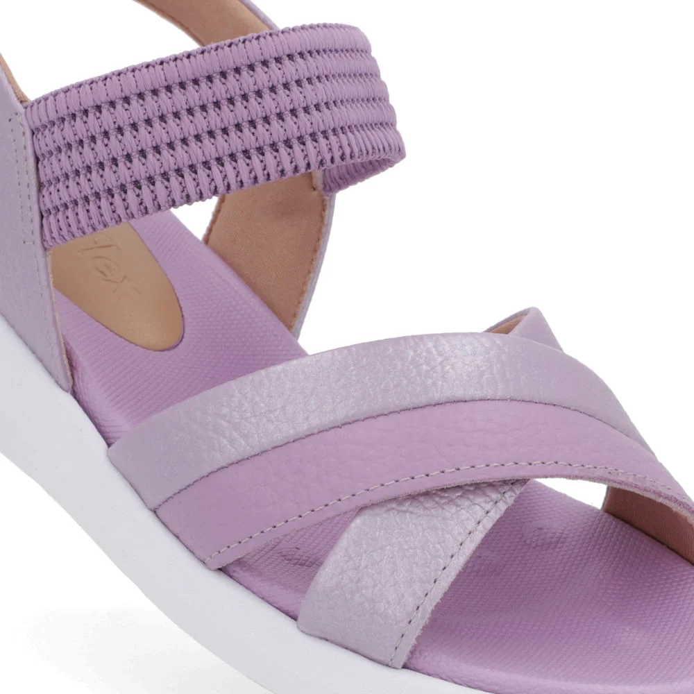 Sandália Salto Baixo Couro Roxa Roxo 4