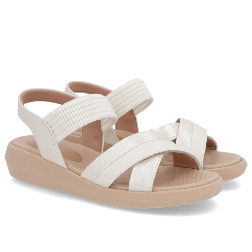 Sandália Salto Baixo Couro Branca Branco 2