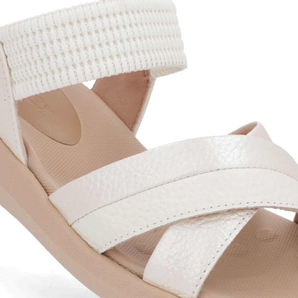 Sandália Salto Baixo Couro Branca Branco 4