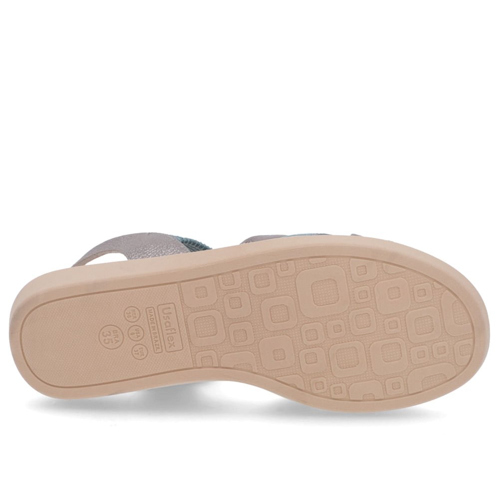 Sandália Salto Baixo Couro Azul Azul 5