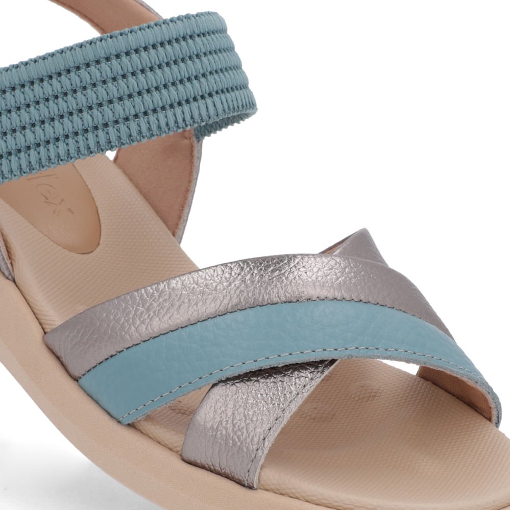 Sandália Salto Baixo Couro Azul Azul 4