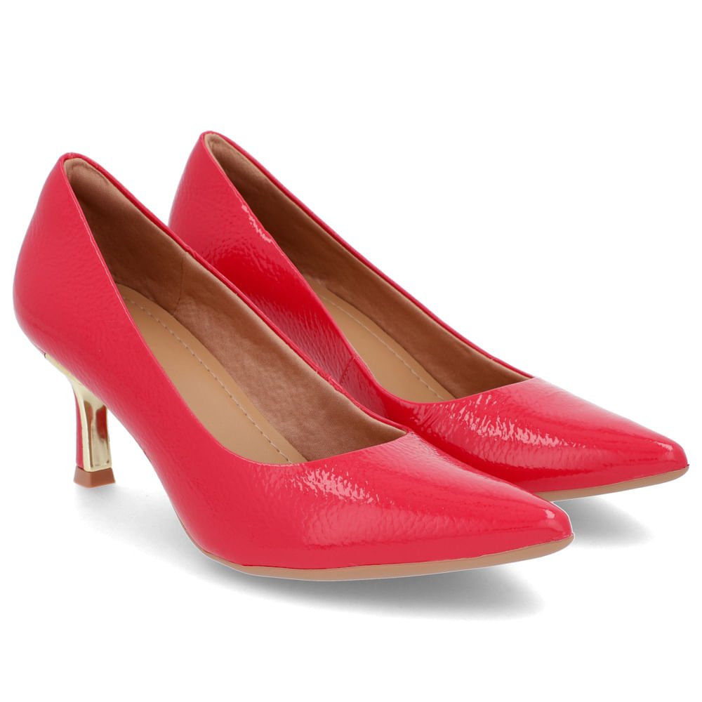 Scarpin Bico Fino Verniz Vermelho Detalhe Salto Vermelho 2