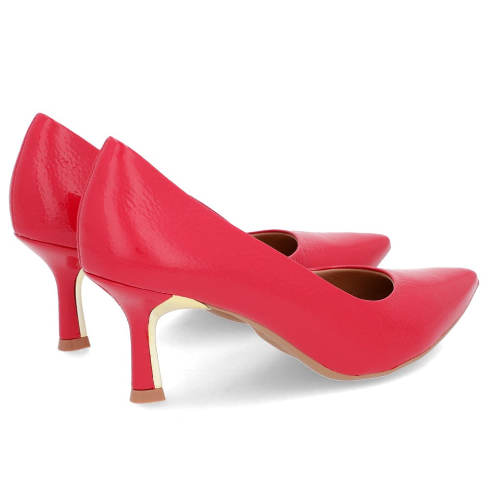 Scarpin Bico Fino Verniz Vermelho Detalhe Salto Vermelho 3