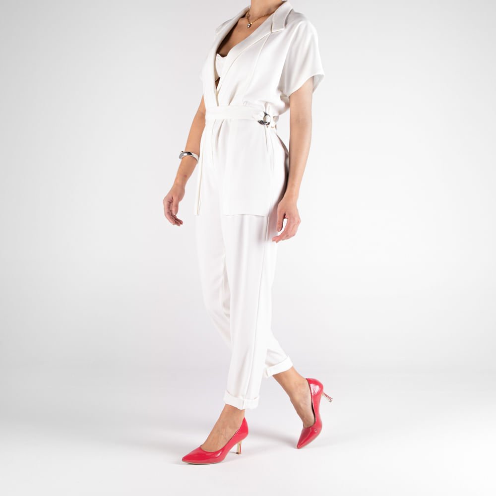 Scarpin Bico Fino Verniz Vermelho Detalhe Salto Vermelho 4