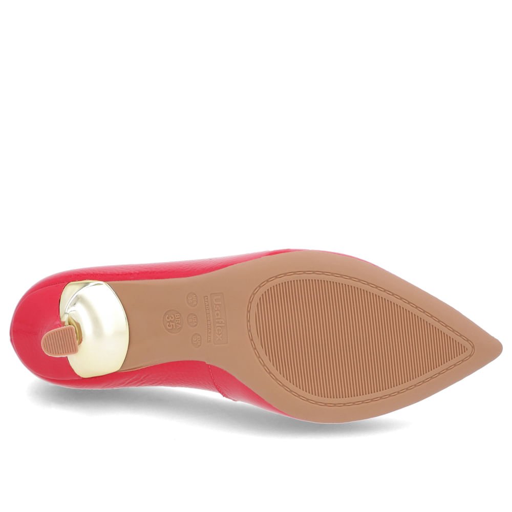 Scarpin Bico Fino Verniz Vermelho Detalhe Salto Vermelho 5