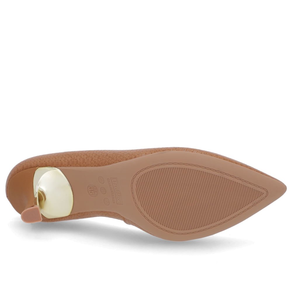 Scarpin Marrom Salto Fino Couro Detalhe Bridão Marrom 5