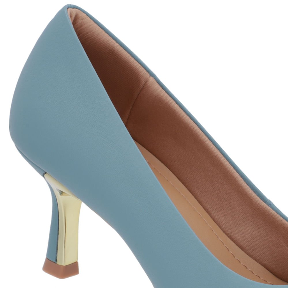 Scarpin Azul Salto Fino Couro Detalhe Bridão Azul 4