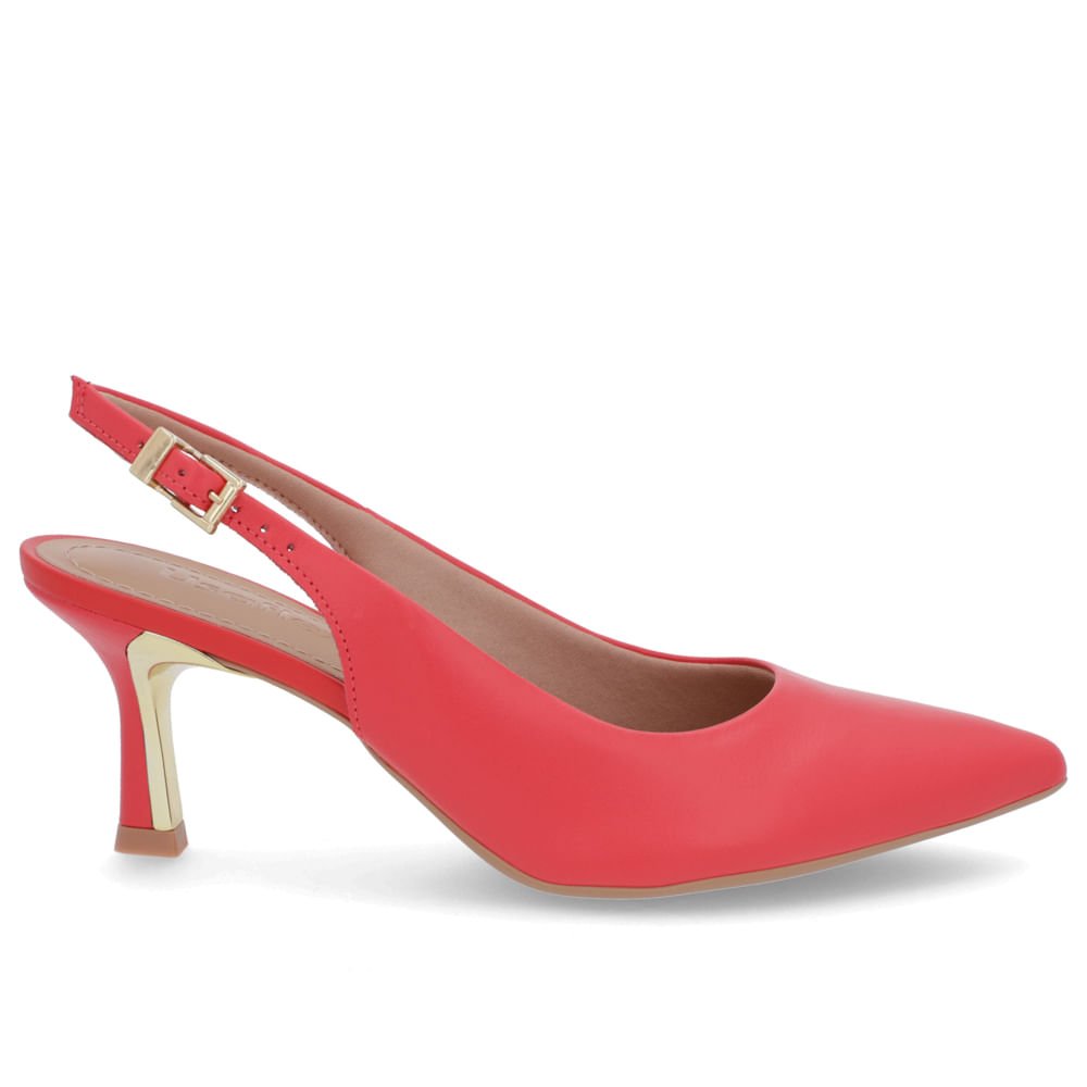 Slingback Vermelho Salto Fino Couro