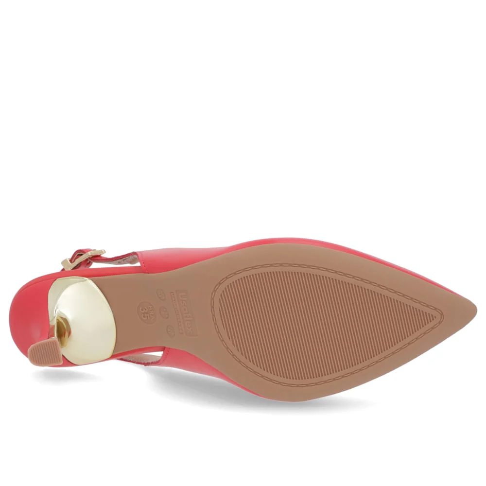 Slingback Vermelho Salto Fino Couro Vermelho 5