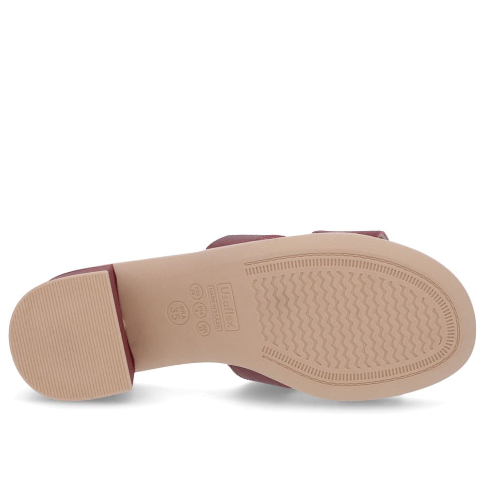 Tamanco Salto Médio Couro Vermelho Enfeite Bordô 5