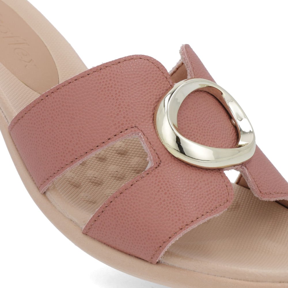 Tamanco Salto Médio Couro Rosa Enfeite Rosa 4