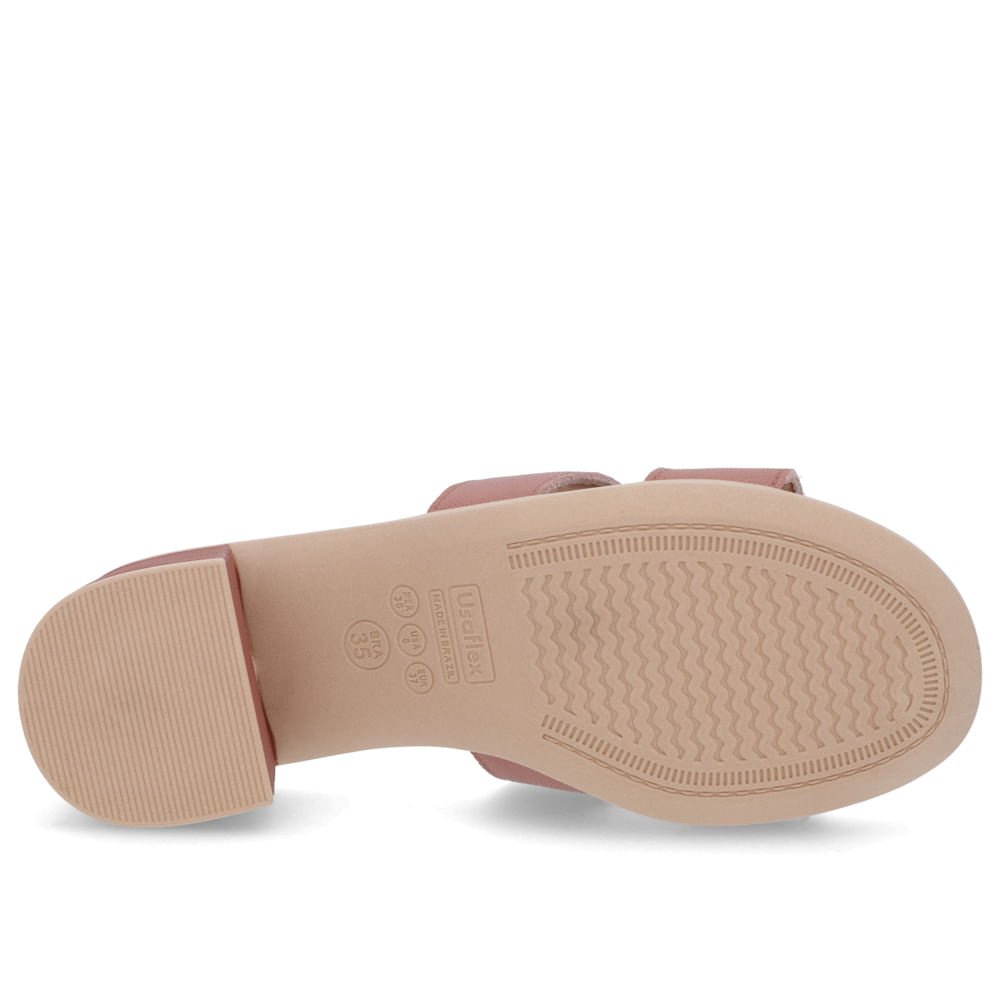 Tamanco Salto Médio Couro Rosa Enfeite Rosa 5